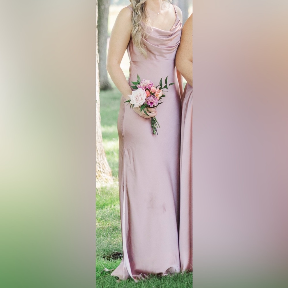 Revelry Skye Satin Dress- Rose Quartz